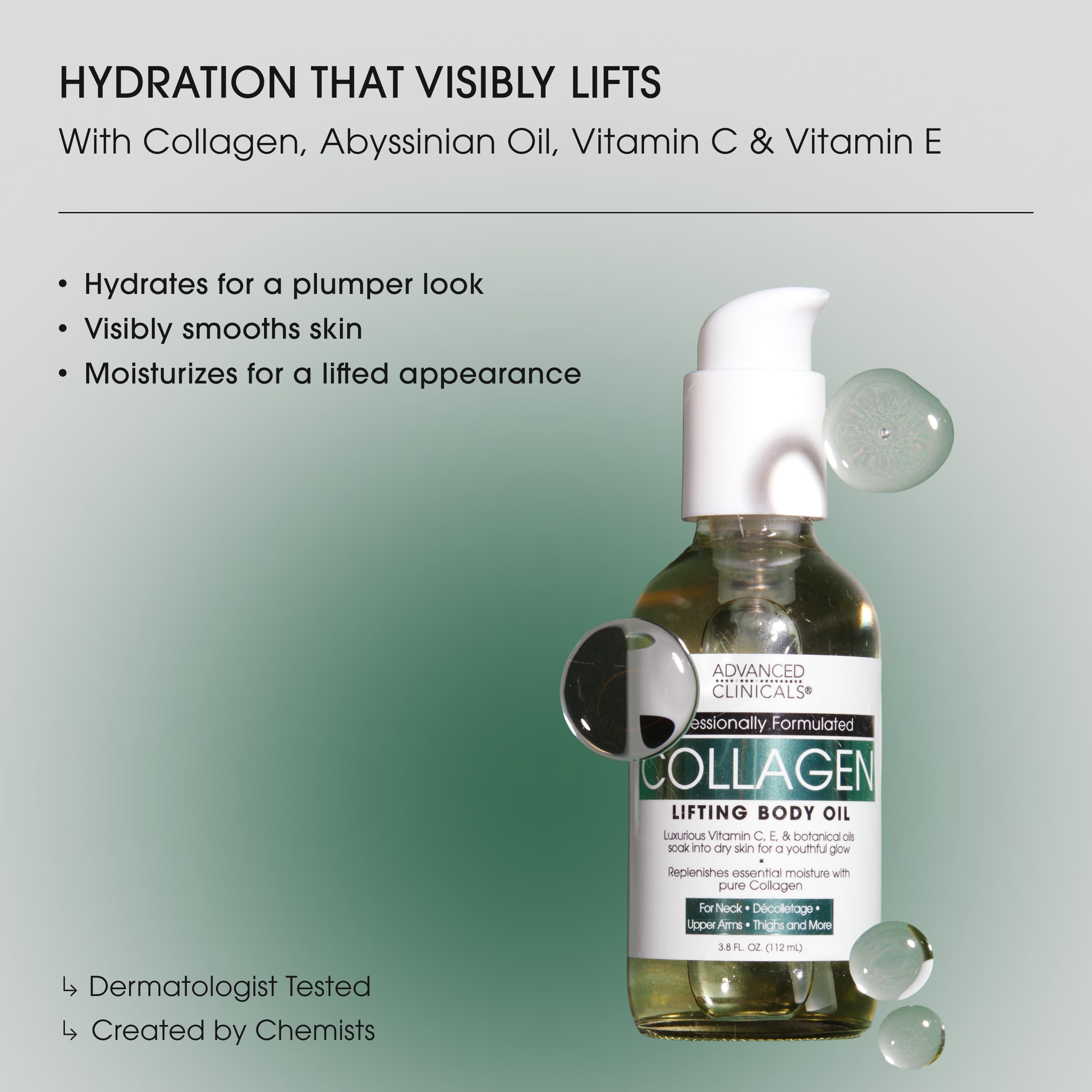 Advanced Clinicals Hydrating Collagen Oil pump offering easy, mess-free dispensing