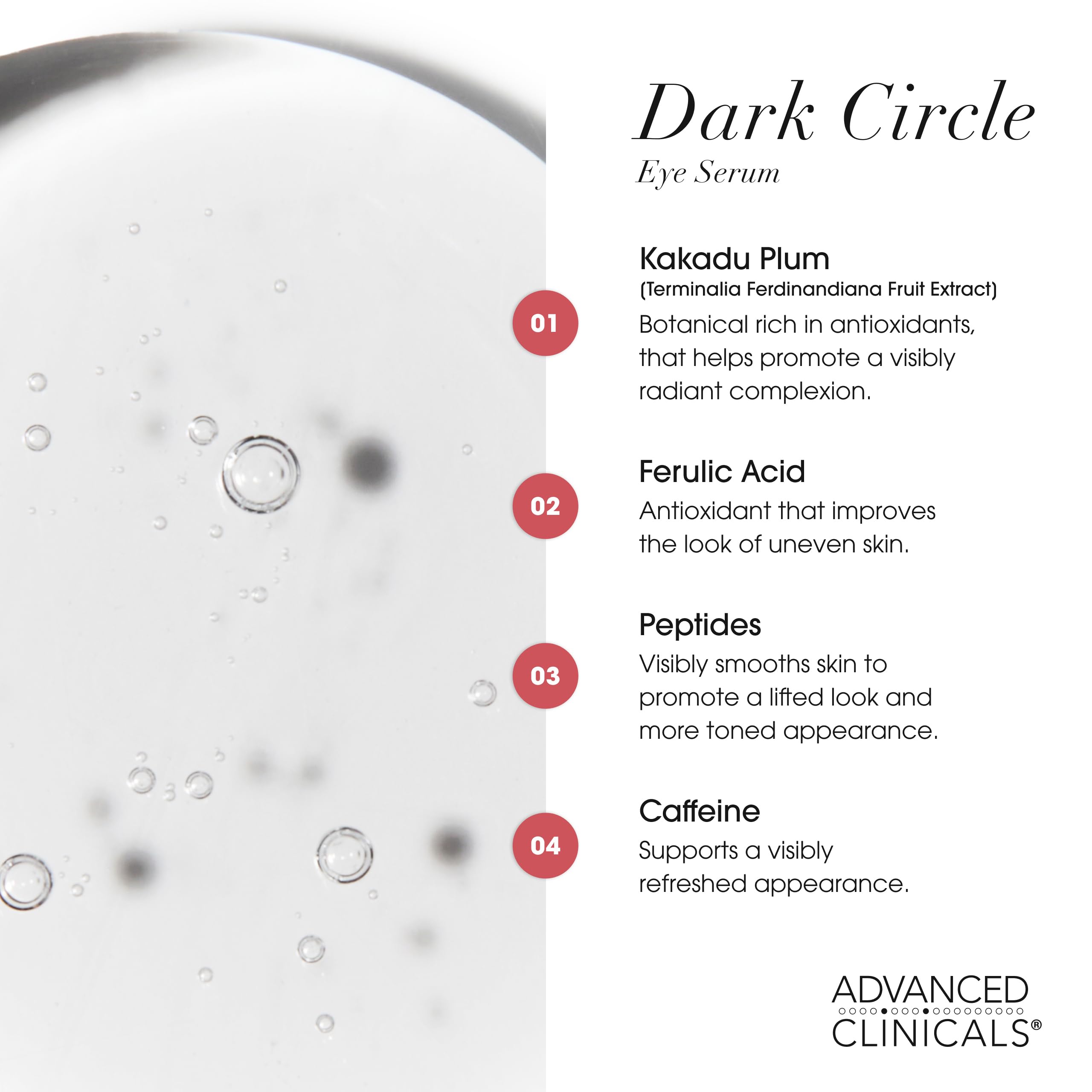 Advanced Clinicals Kakadu Plum vitamin C bottle highlights brightening under-eye glow potential