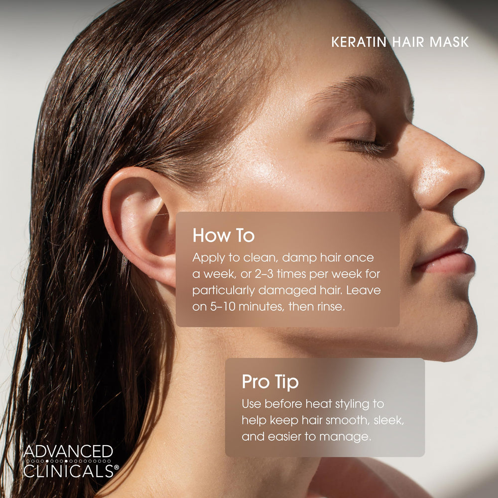 Advanced Clinicals Keratin Hair Mask applying to damp hair