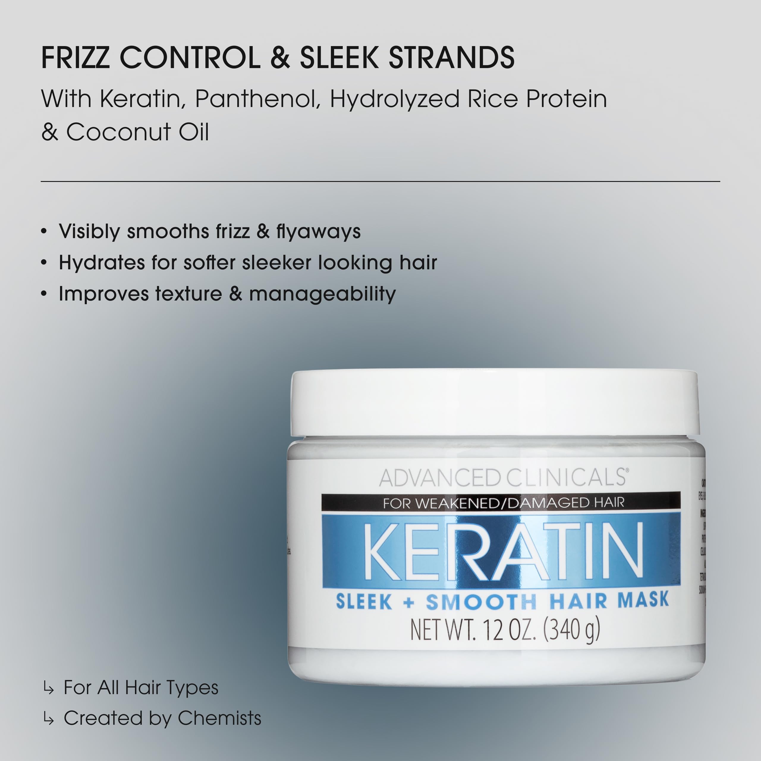 Advanced Clinicals Keratin Hair Mask jar rich cream texture