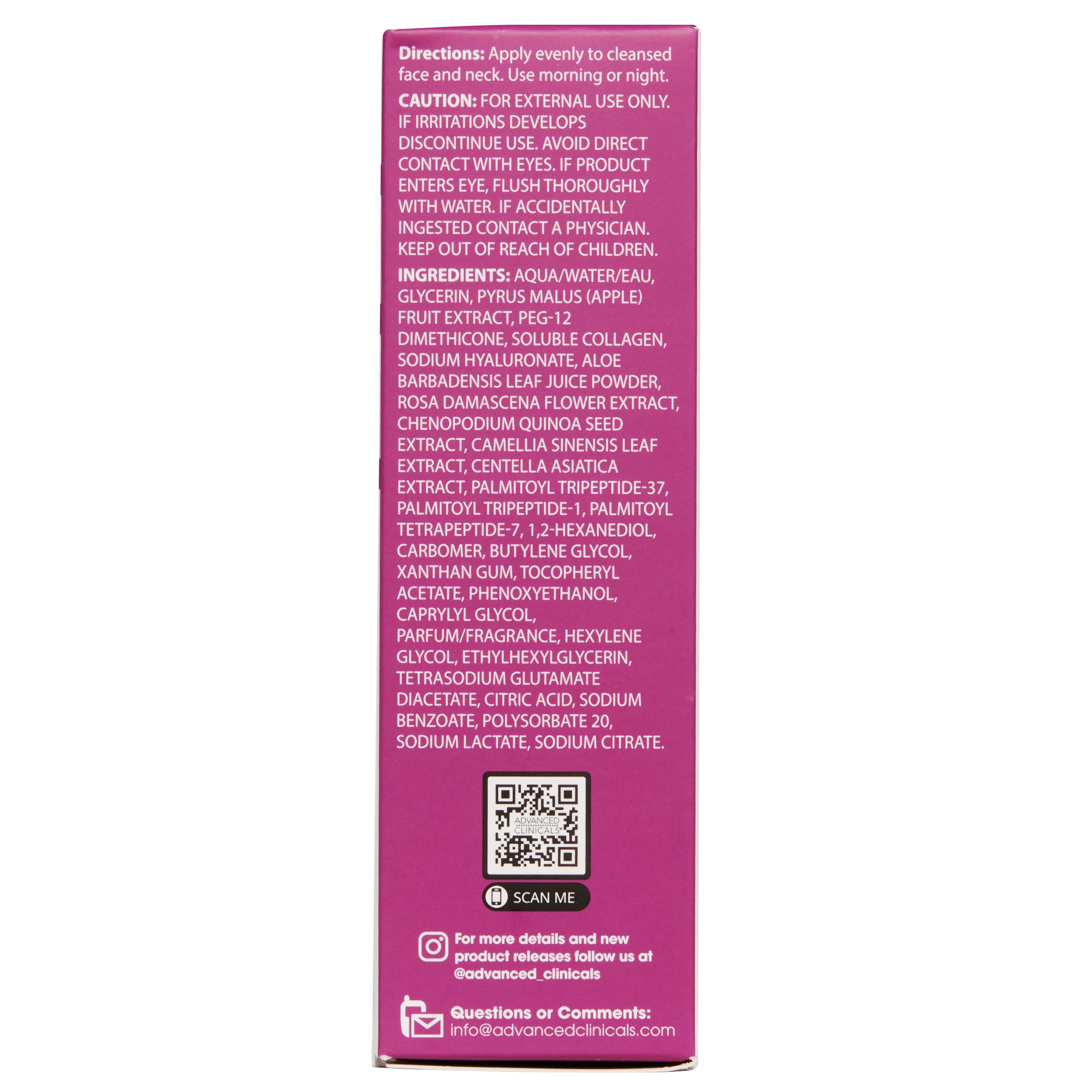 Advanced Clinicals Multi Peptides Serum Face shows a radiant glow and balanced hydration.