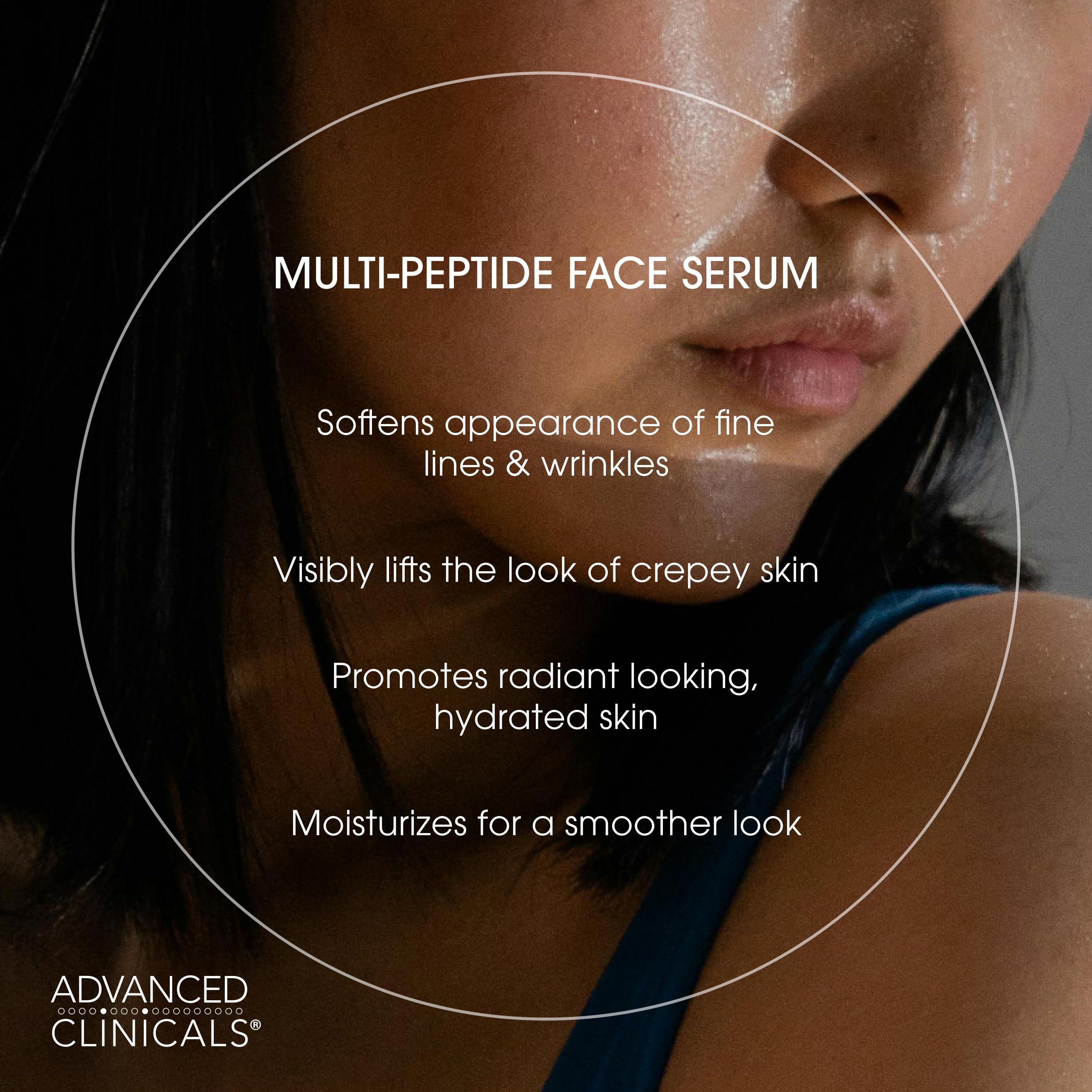 Advanced Clinicals serum glow close-up emphasizing hydration and radiant complexion