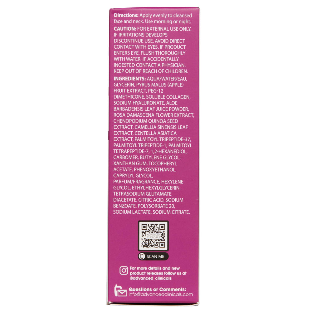 Advanced Clinicals Multi Peptides Serum packaging with ingredients highlighted