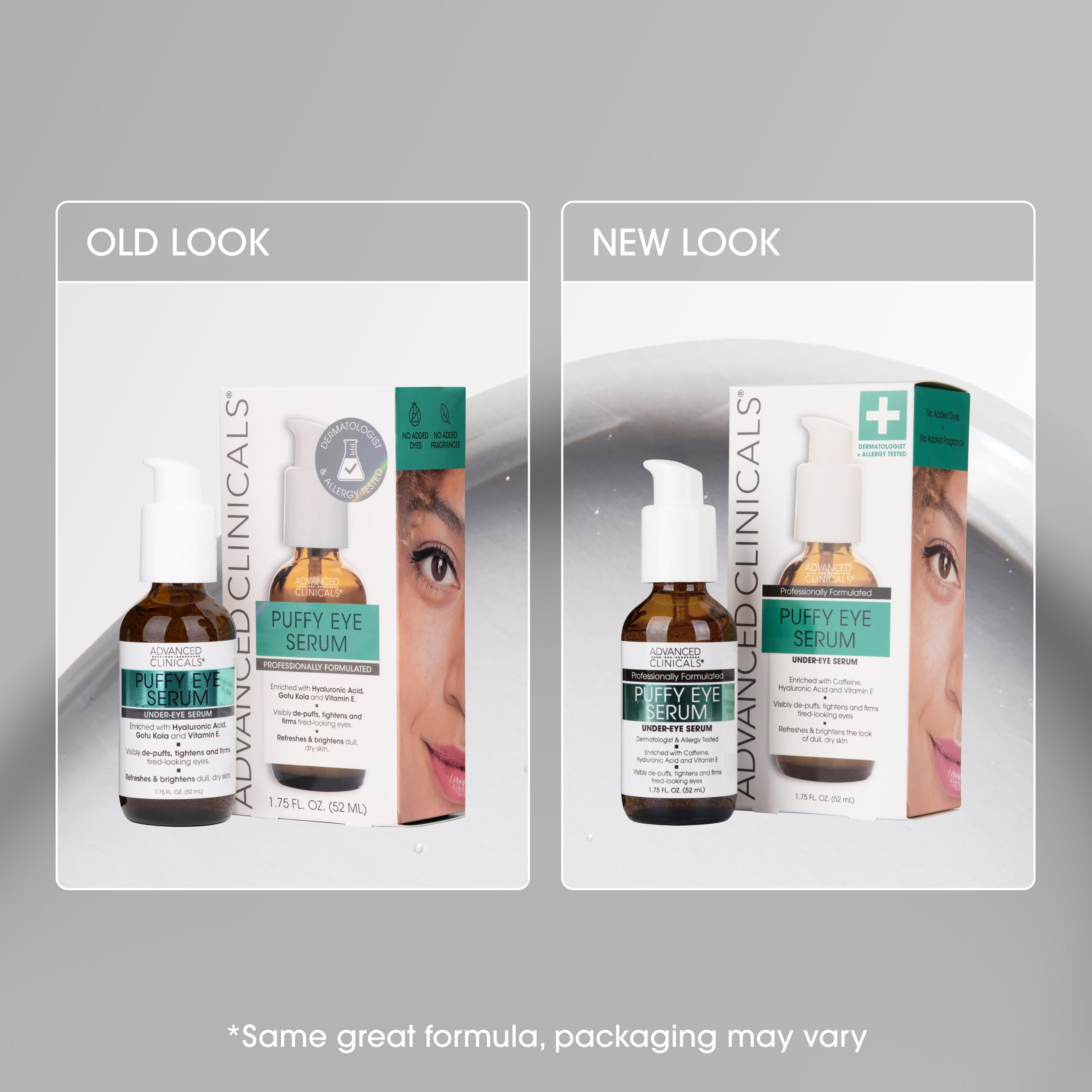 Advanced Clinicals Puffy Eye Serum daily-use formula fits into routine skincare.
