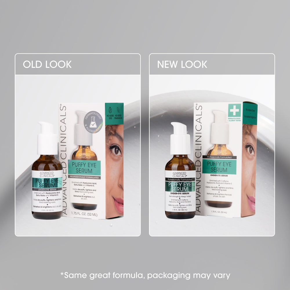 Advanced Clinicals Puffy Eye Serum daily-use formula fits into routine skincare.