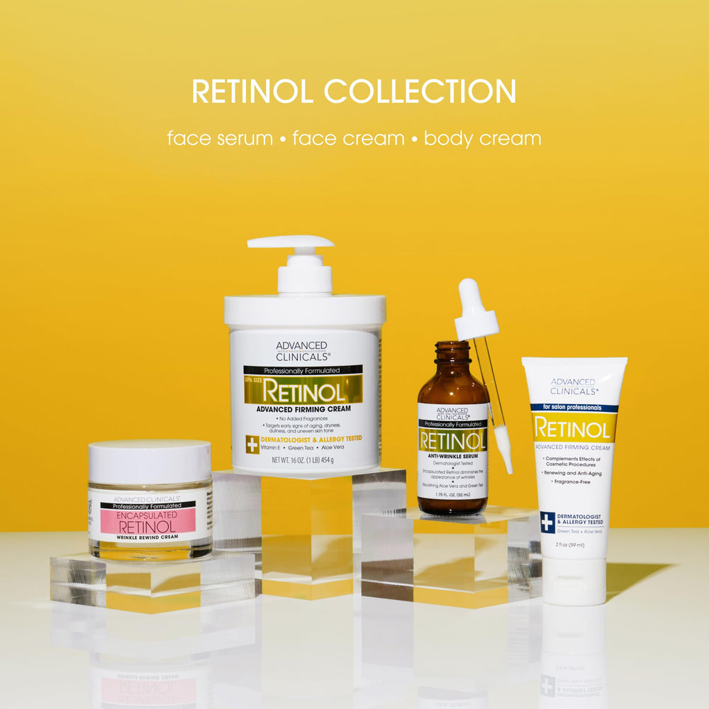 Advanced Clinicals Retinol Body Cream packaging highlights 16-ounce size for long-lasting use