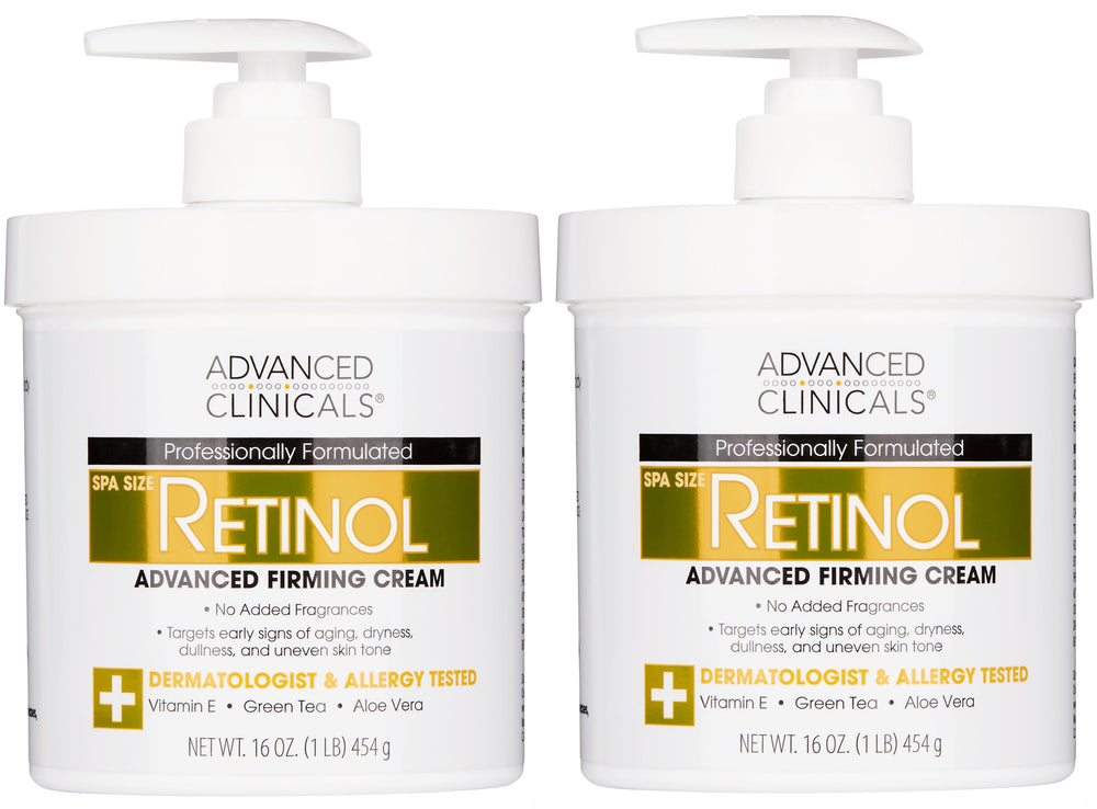 Advanced Clinicals retinol body cream jar closeup demonstrates smoothing potential for aging skin