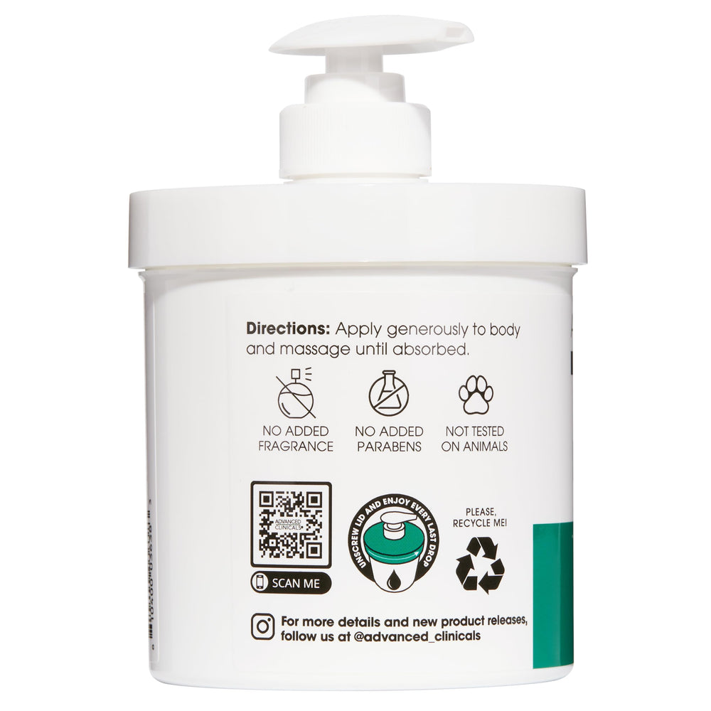 Advanced Clinicals Retinol Body Lotion application shows quick absorption and lasting moisture.