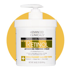 Advanced Clinicals Retinol Body Lotion bottle showing velvety hydration for firmer-looking skin.
