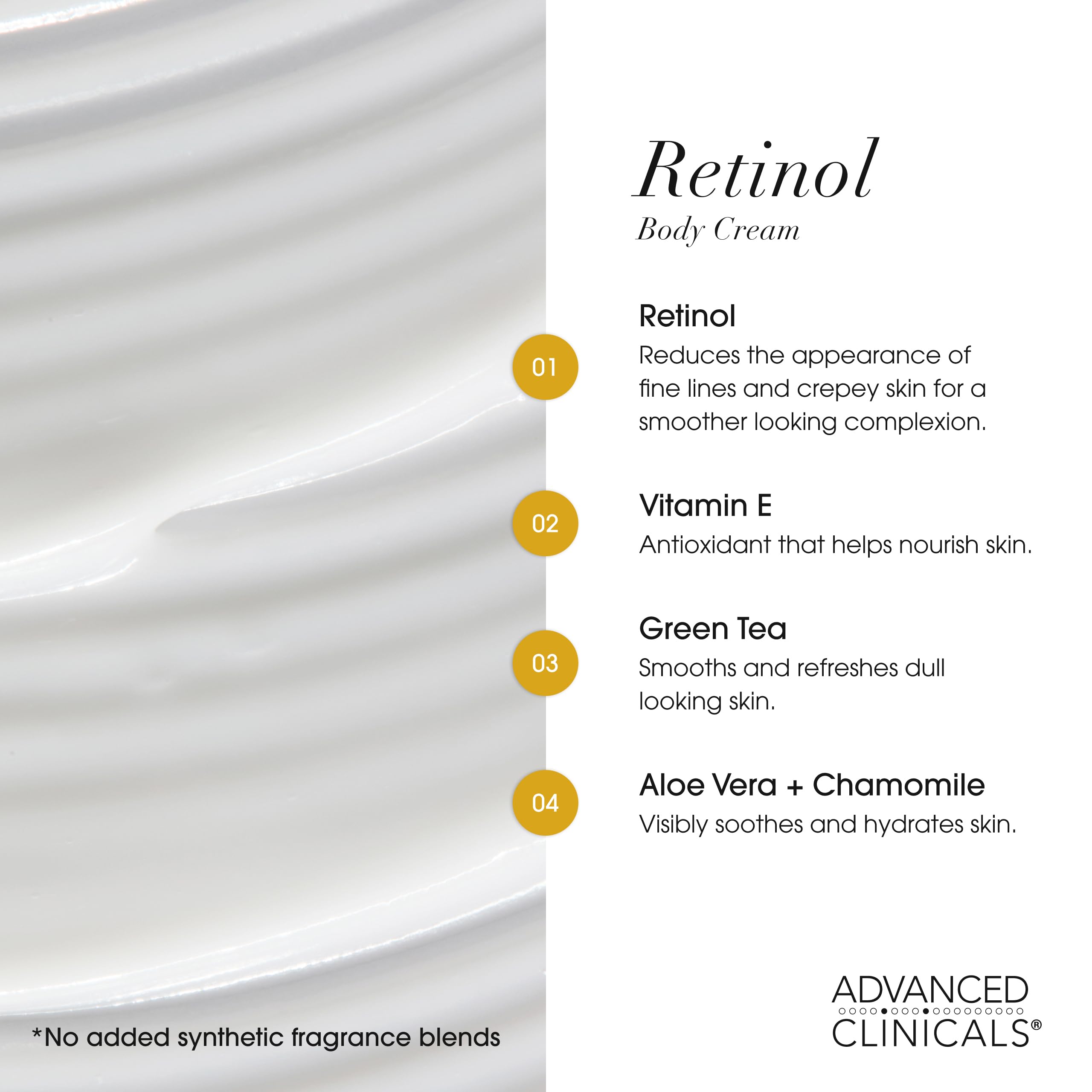 Advanced Clinicals Retinol Face Moisturizer close-up highlights fragrance-free formula for sensitive skin