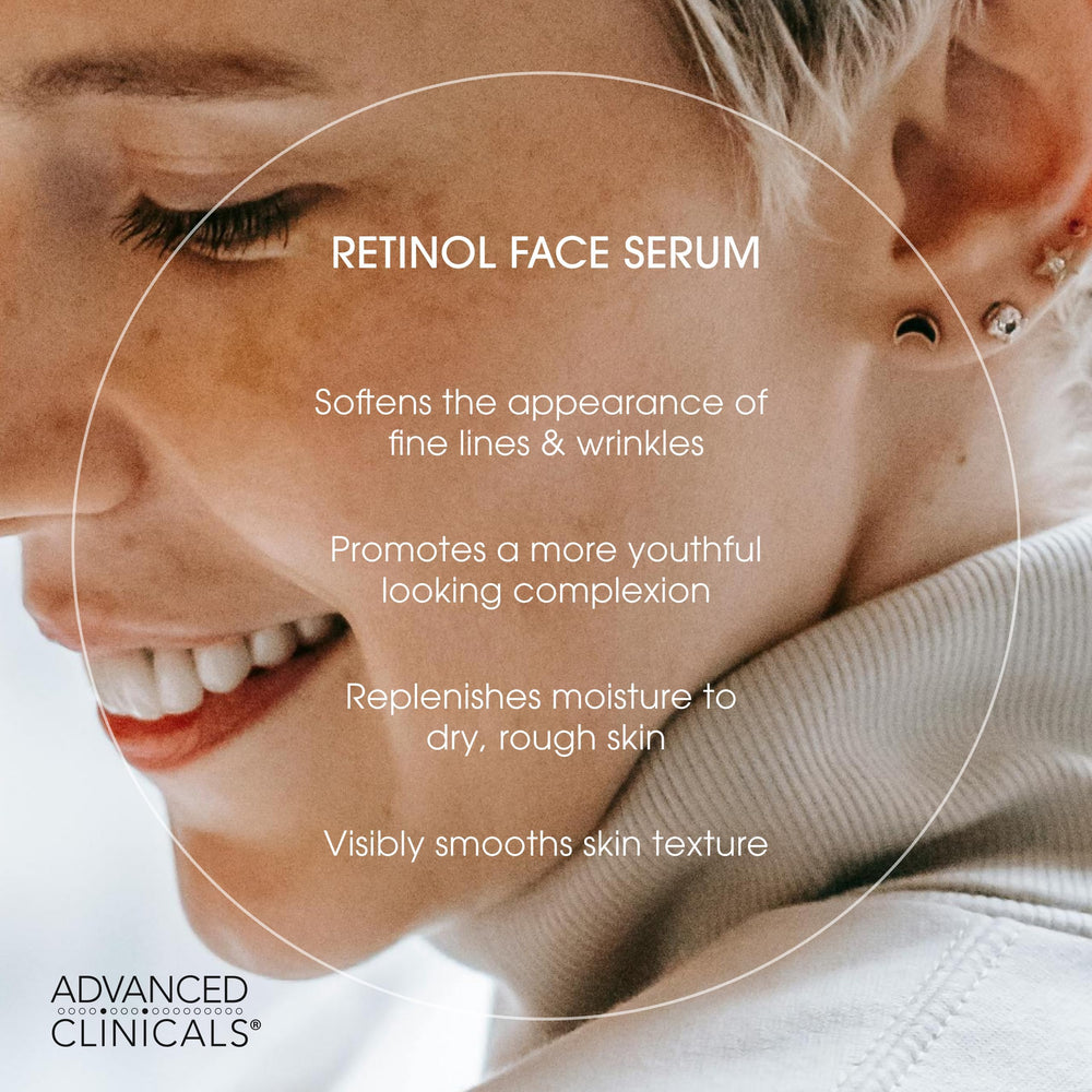 Advanced Clinicals Retinol Serum apply-on-face shows smooth application and quick absorption.
