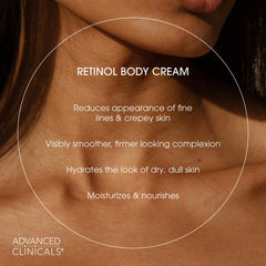 Advanced Clinicals Retinol Serum on skin shows lightweight hydration and smoothness