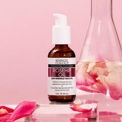 Advanced Clinicals Rosehip Oil has a silky glide for luxurious hydration.