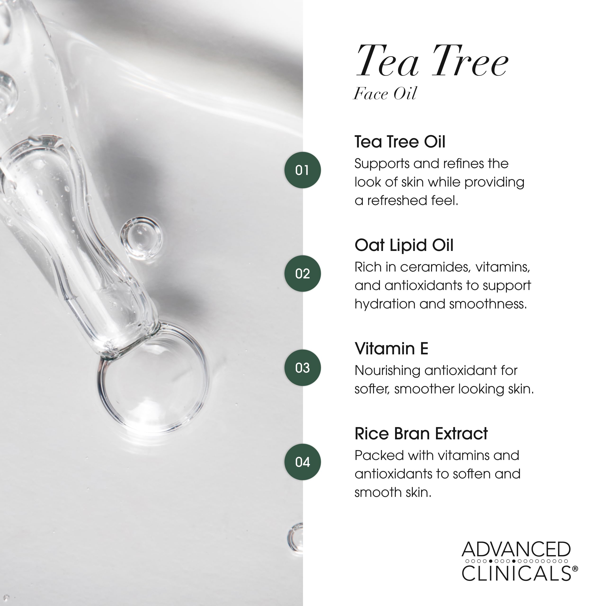 Advanced Clinicals Tea Tree Oil Face Serum pump dispenses the right amount for daily use.