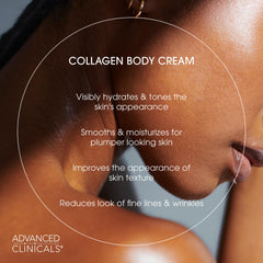 Advanced Clinicals unscented collagen body cream back view reveals luxurious packaging
