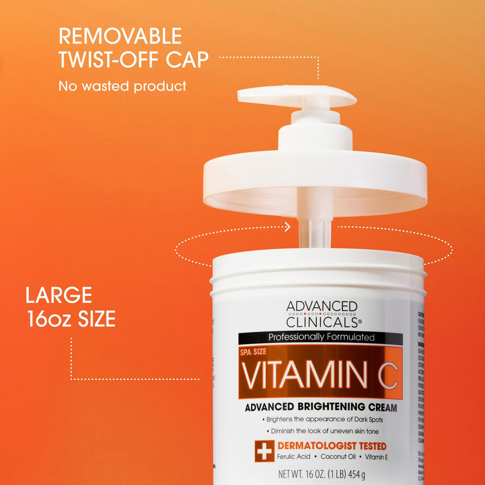 Advanced Clinicals vitamin C body cream application demonstrates hydration and glow.