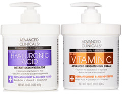 Advanced Clinicals vitamin C body cream jar highlights brightening formula for radiant skin.