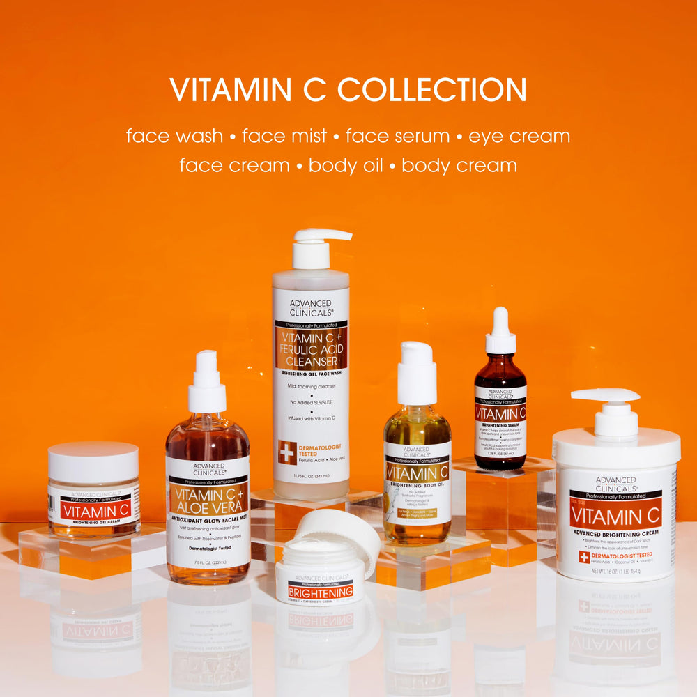 Advanced Clinicals Vitamin C Brightening Body Oil promotes hydrated, nourished skin.