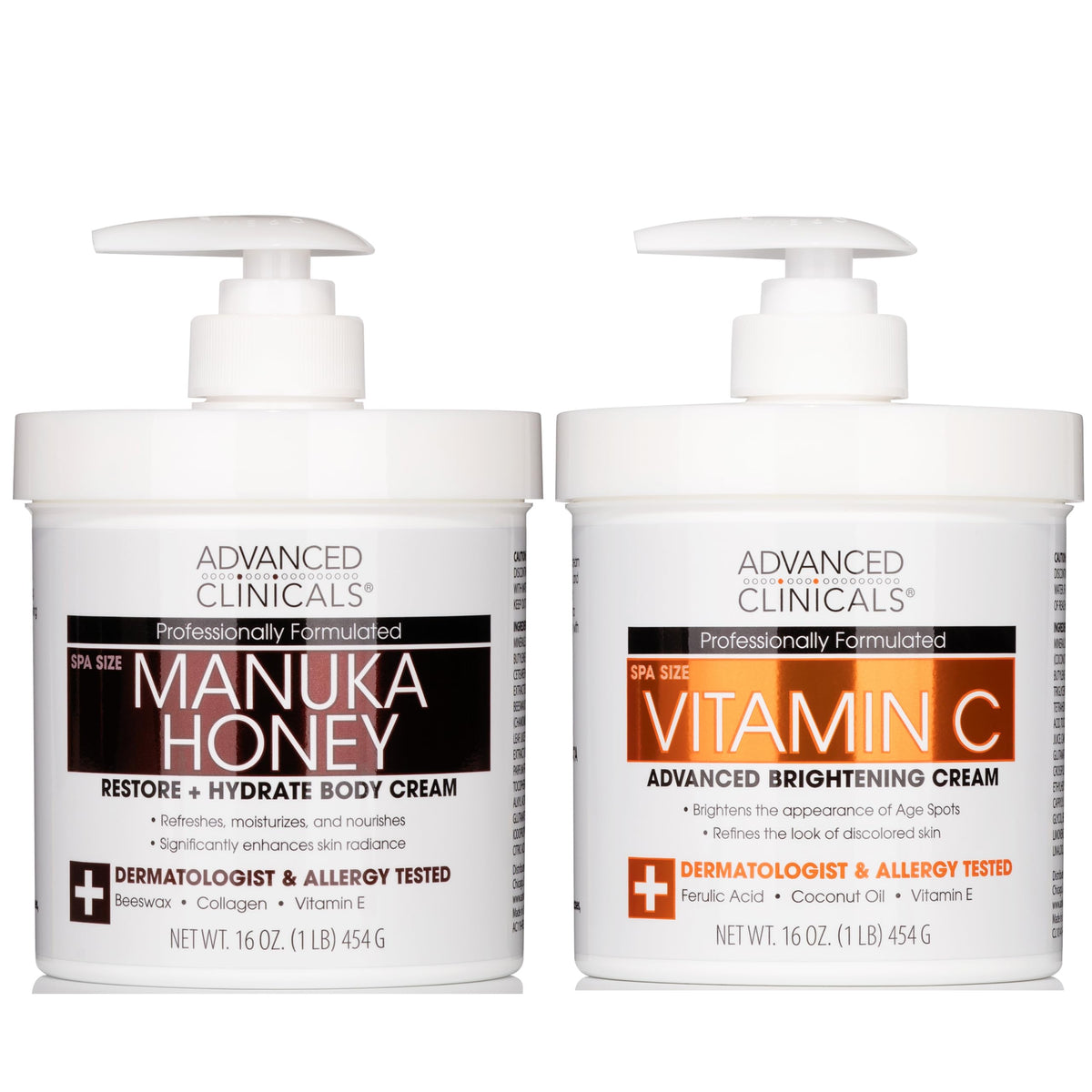 Advanced Clinicals vitamin C brightening cream bottle improves radiance without heaviness