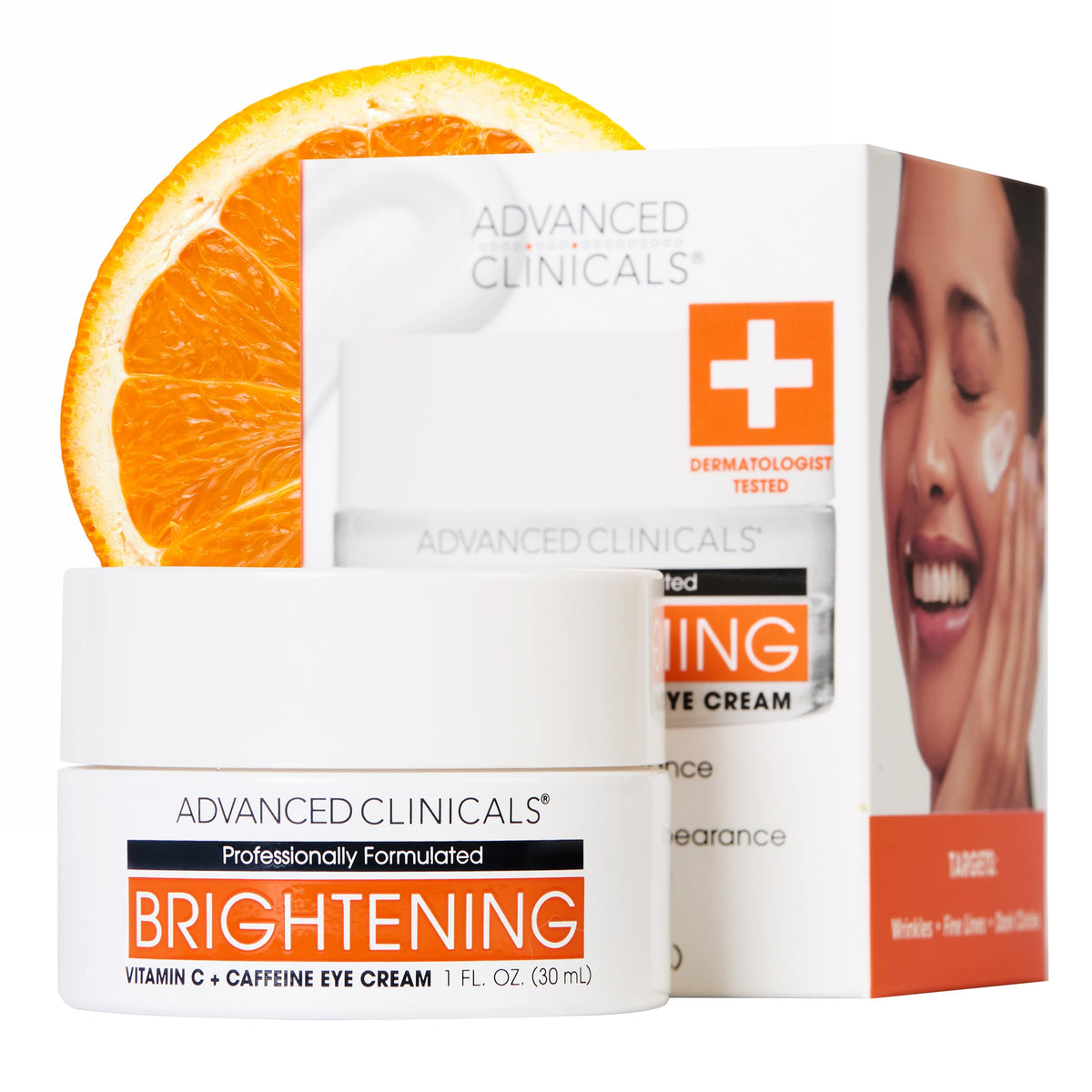 Advanced Clinicals Vitamin C + Caffeine Eye Balm packaging for convenient daily use.