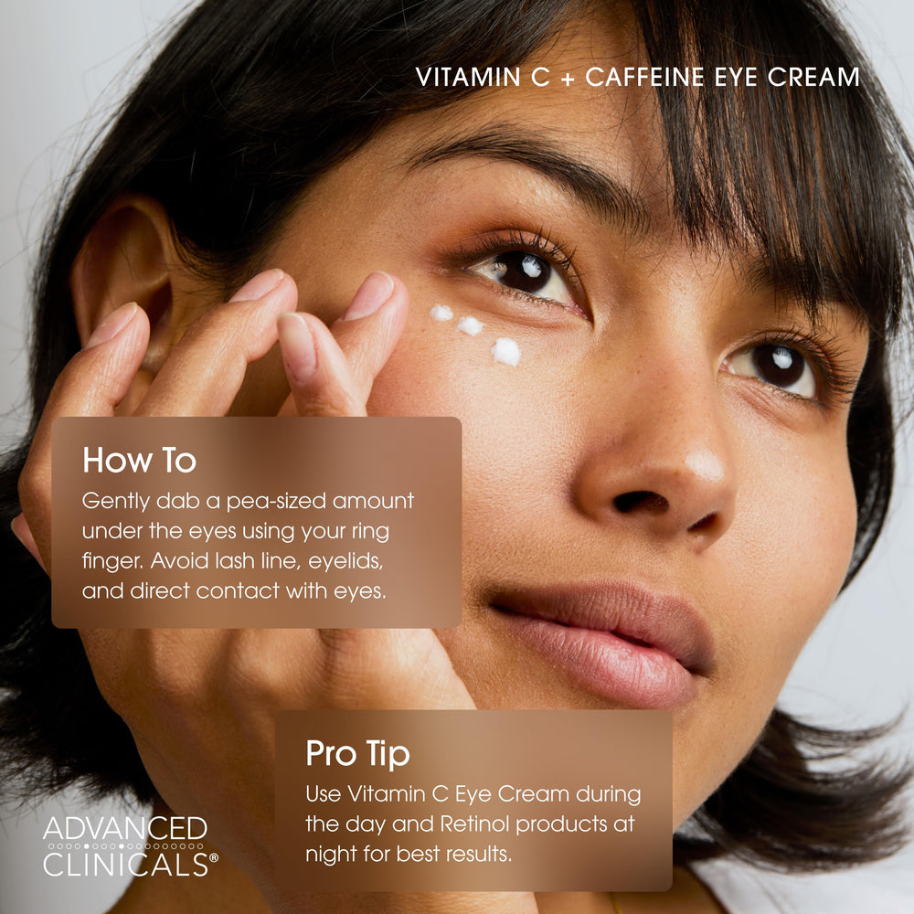 Advanced Clinicals Vitamin C + Caffeine Eye Balm reduces puffiness with a gentle cooling feel.