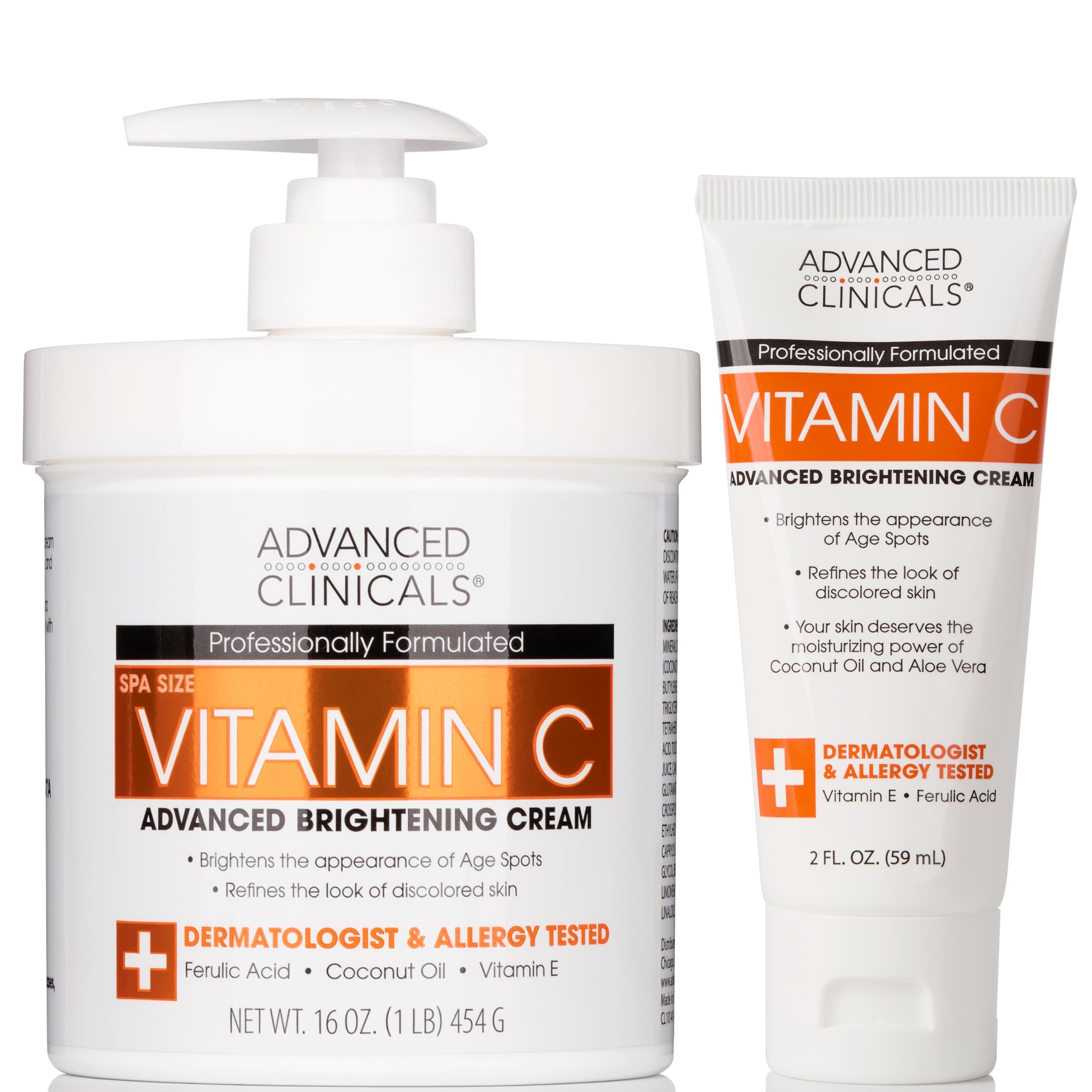 Advanced Clinicals Vitamin C Cream bottle pour hints at bright, refreshed skin