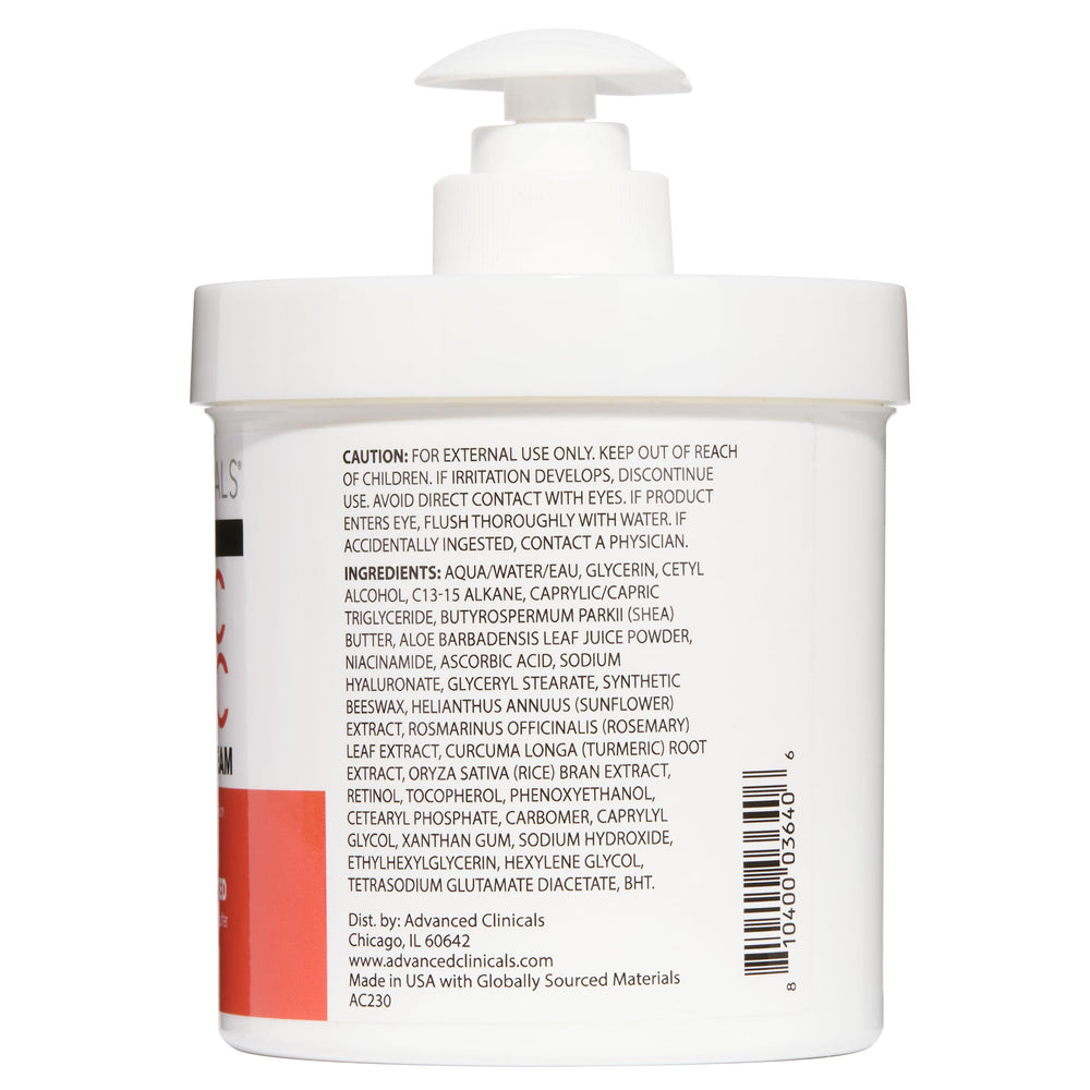 Advanced Clinicals Vitamin C Cream swatch with turmeric and shea butter, signaling nourishing formula.
