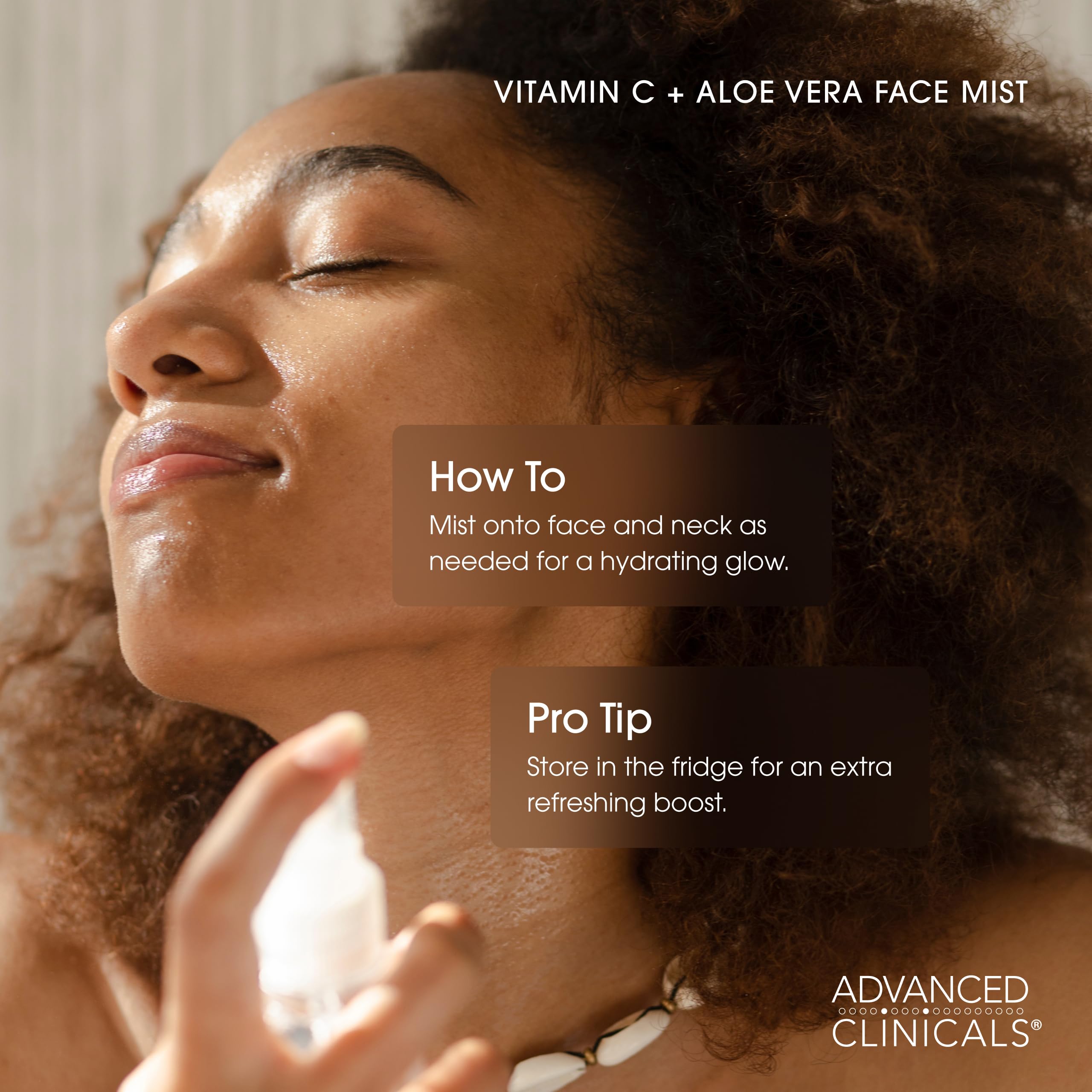 Advanced Clinicals Vitamin C Toner glow closeup—visibly smoother, plumper-looking skin.