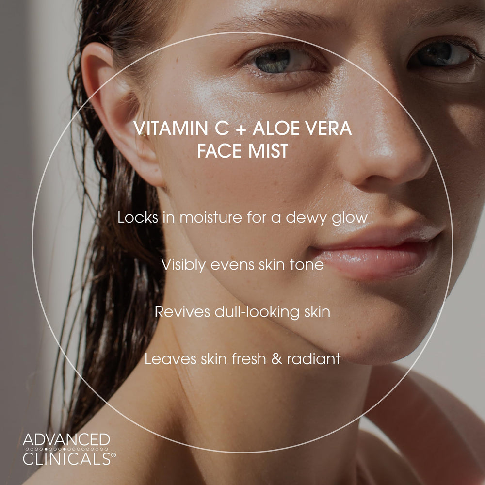 Advanced Clinicals Vitamin C Toner rosewater mist closeup—soothing hydration with antioxidant protection.