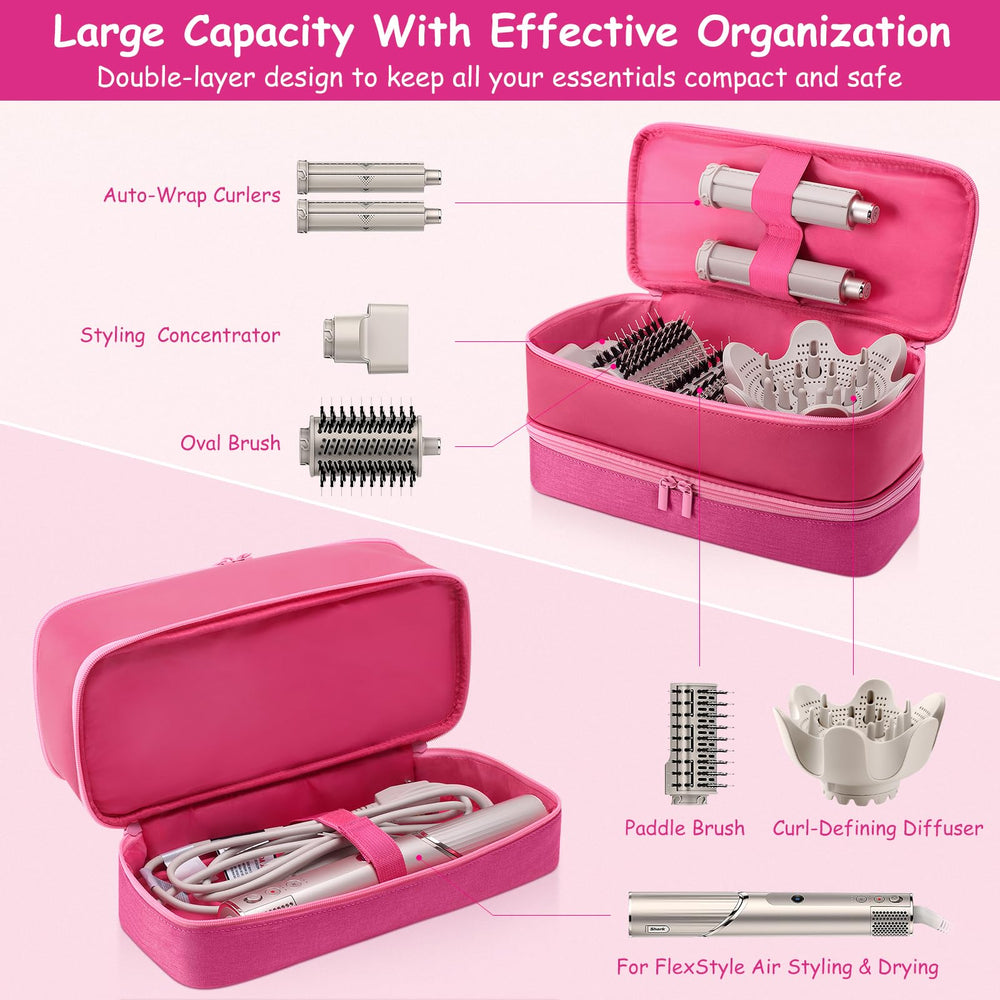 Adworte travel case hair dryer open dual layer emphasizes spacious storage for accessories.