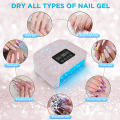 Aedavey cordless UV nail lamp LCD display with precise timer options.