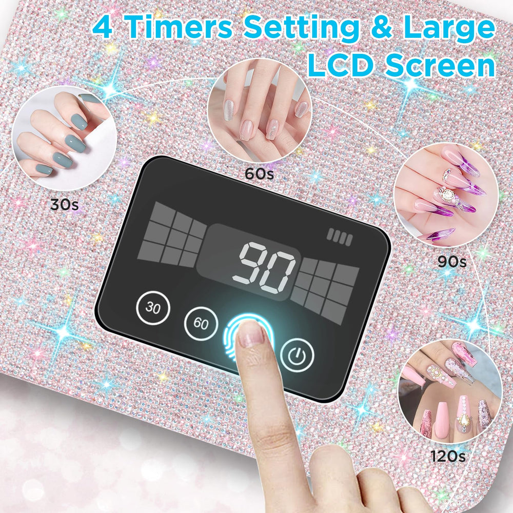 Aedavey cordless UV nail lamp reflective bottom enhances light coverage for even curing.