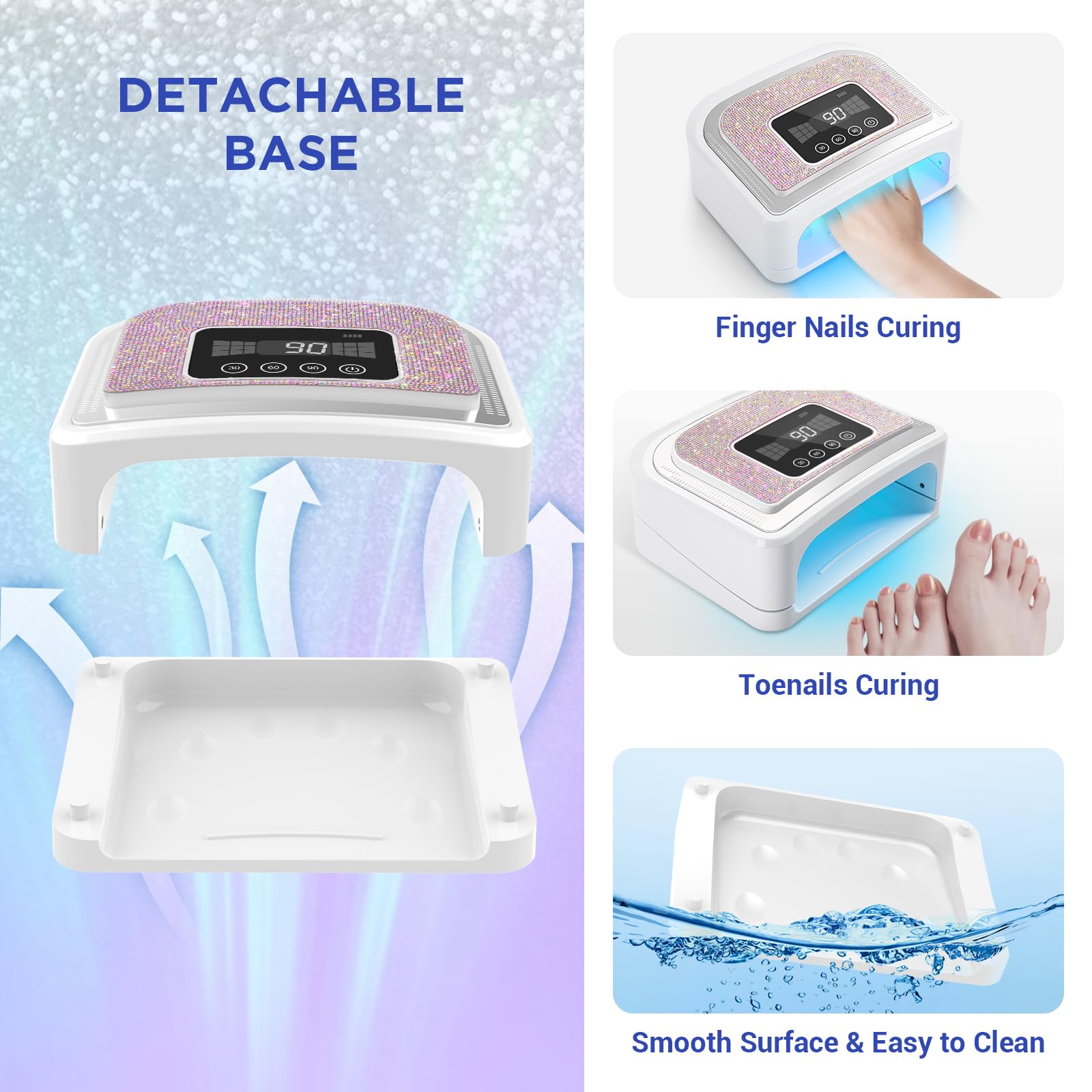 Aedavey lamp showcases a diamond sparkle aesthetic while curing nails.
