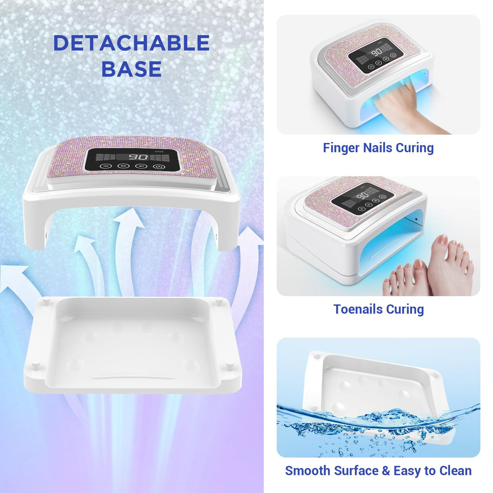 Aedavey lamp showcases a diamond sparkle aesthetic while curing nails.