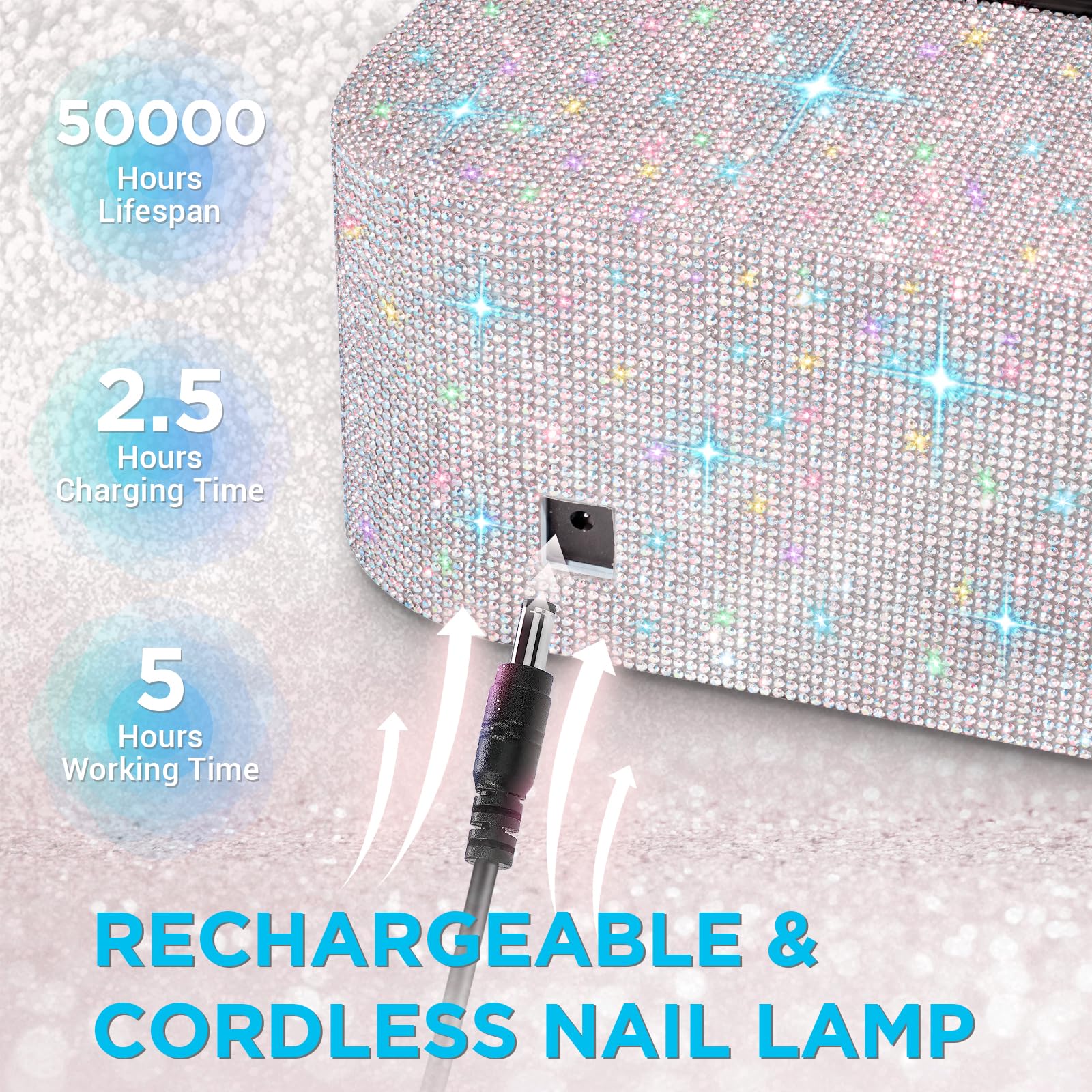 Aedavey sparkling rhinestones closeup adds decorative flair during at-home manicures.