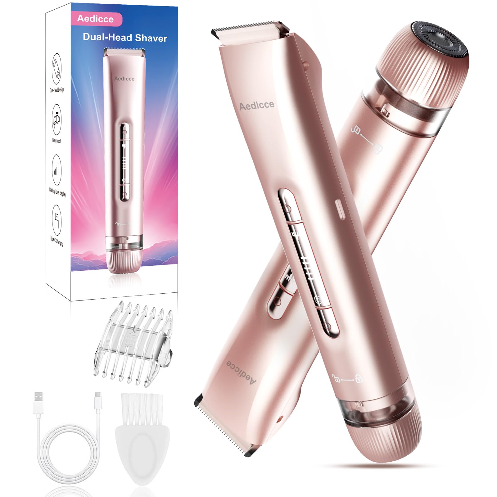 Aedicce bikini trimmer dual-head design for versatile grooming at home.