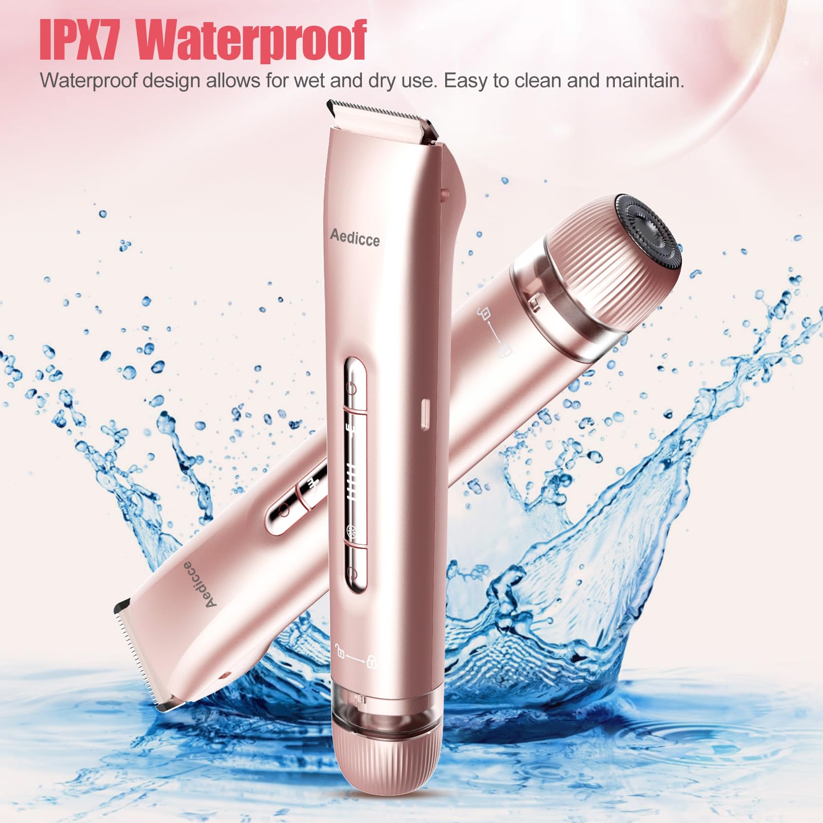 Aedicce bikini trimmer precision trimming head for quick large-area shaping.