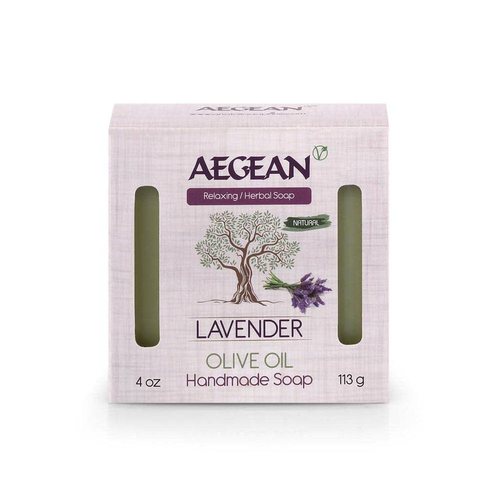 Aegean bar soap packaging shown in a natural, simple presentation.