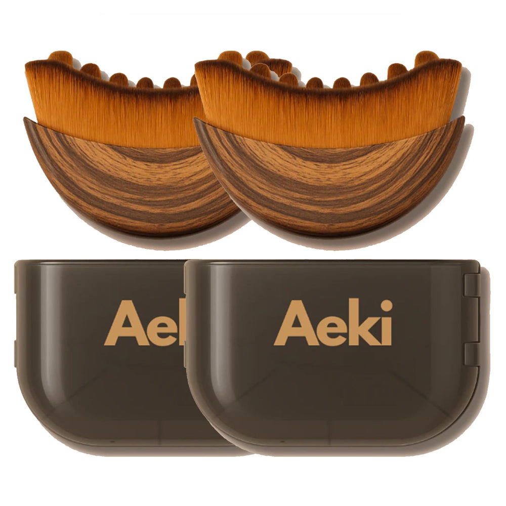 Aeki Brush lymphatic massage action delivers refreshed skin and reduced puffiness.