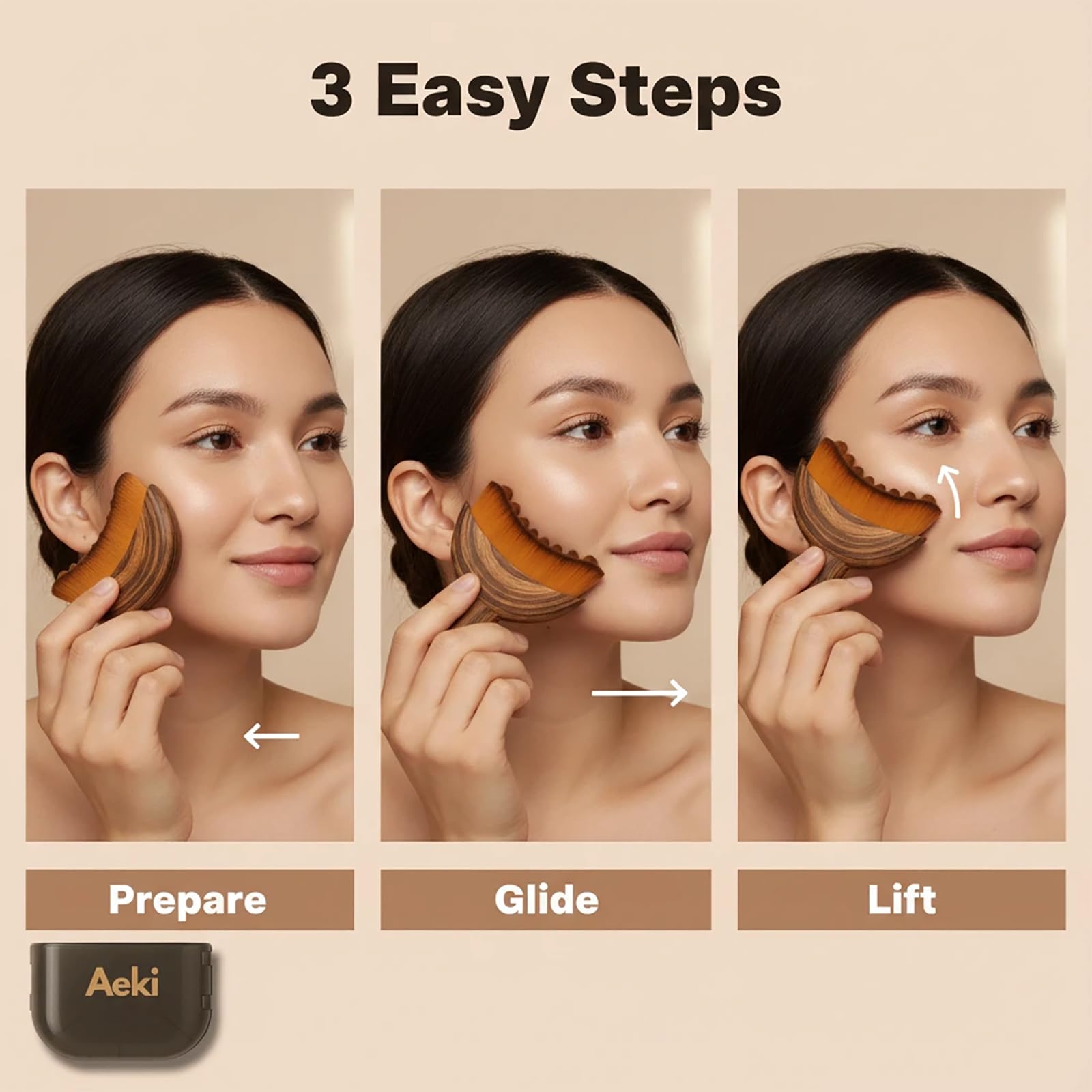 Aeki Brush portable-travel closeup showing waterproof bristles for on-the-go use.