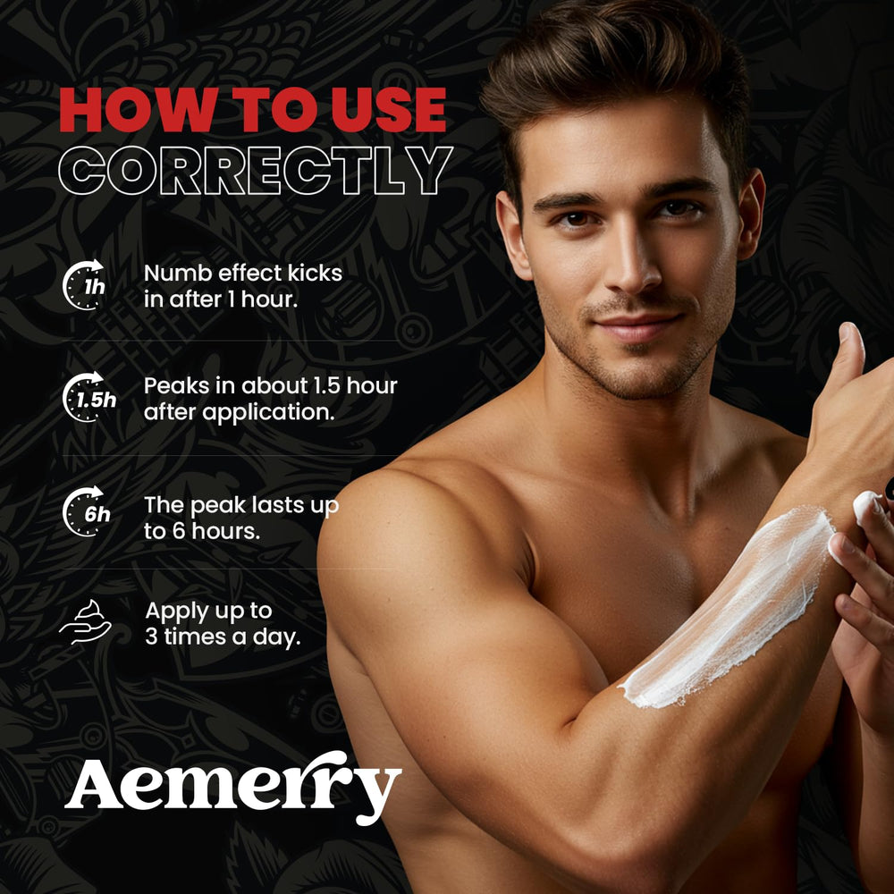 Fragrance-free label on Aemerry Numbing Cream emphasizing sensitive-skin suitability