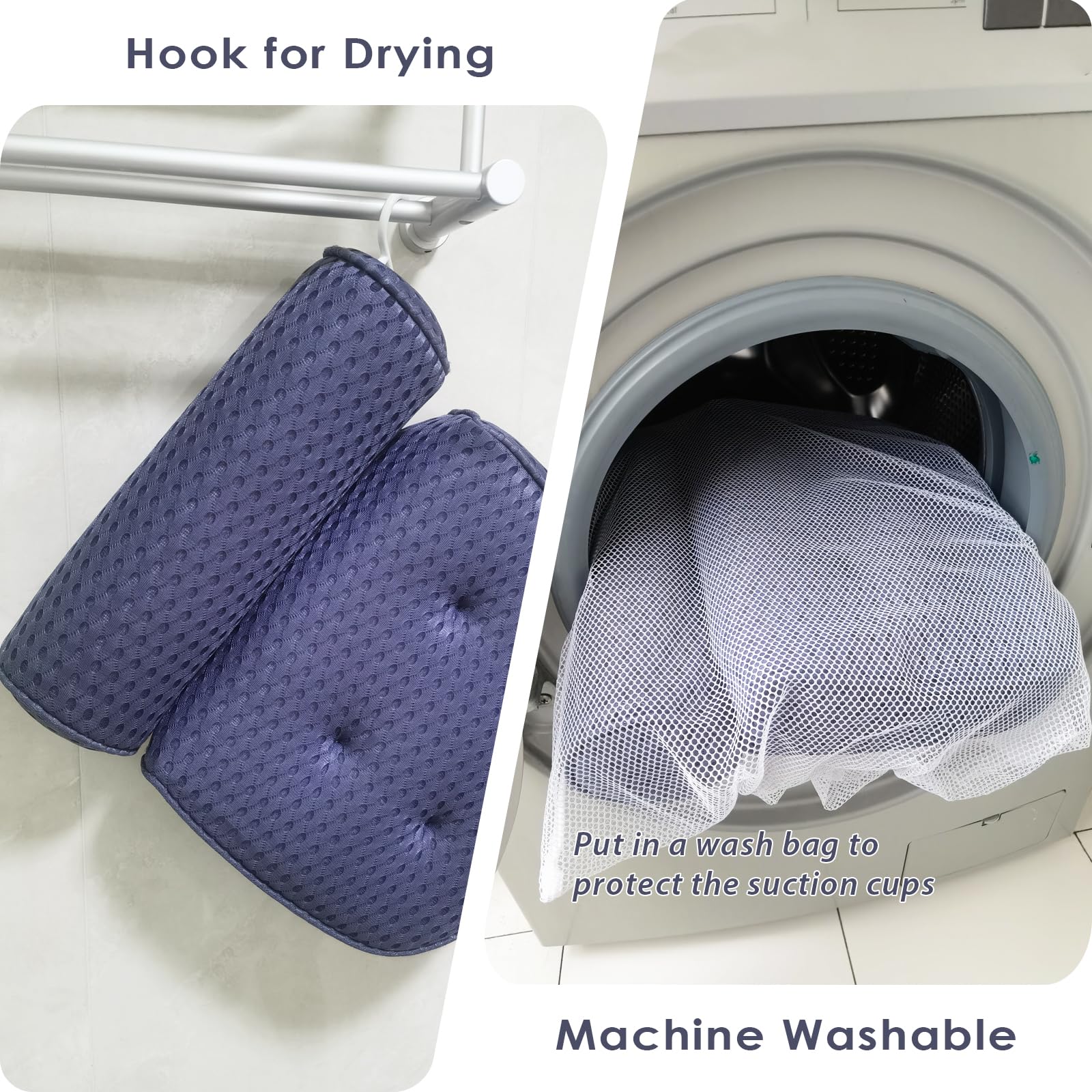 AEROiVi bath pillow demonstrating soft neck support during soak