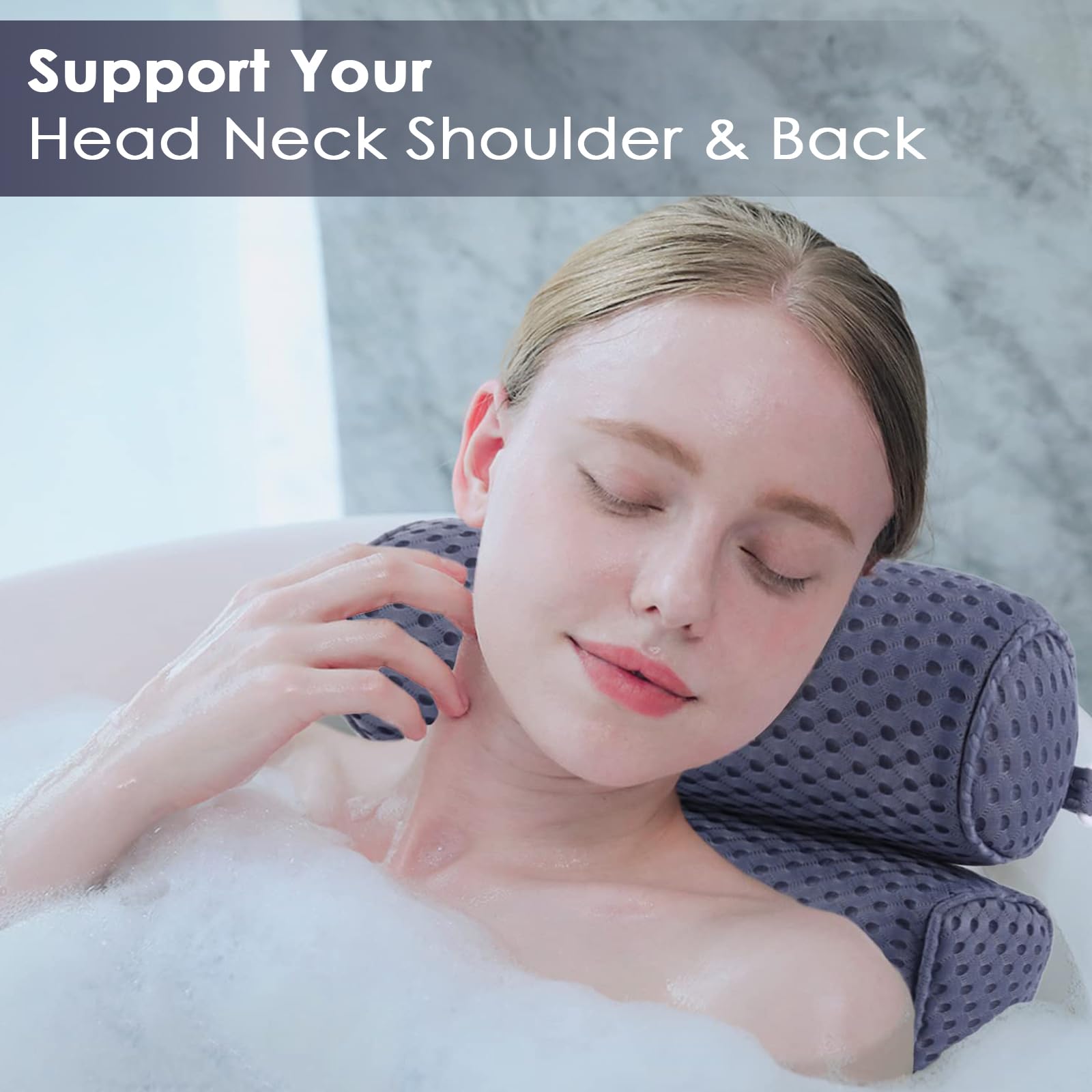 AEROiVi bath pillow with six suction cups for secure placement