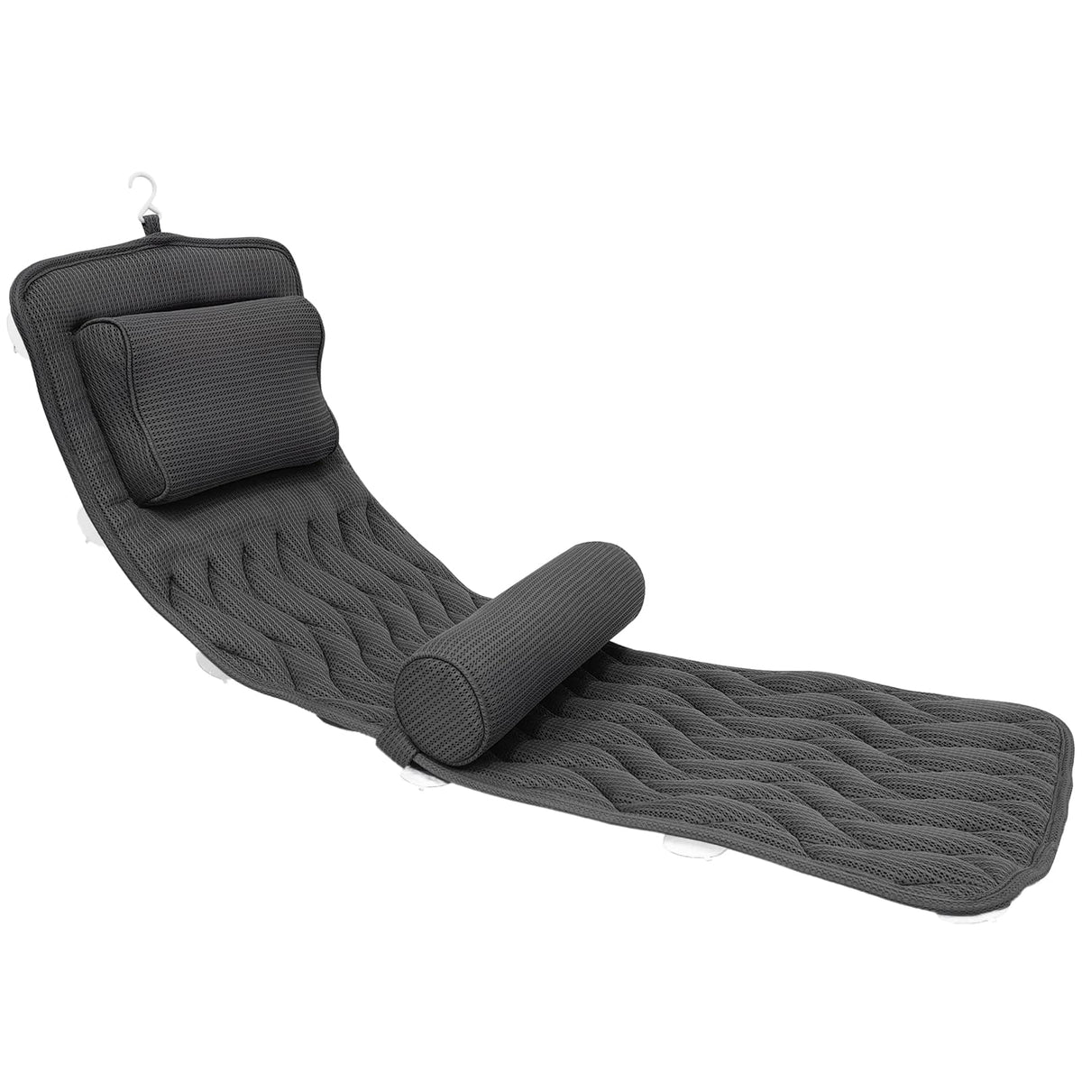Aeroivi full body bath pillow with suction cups anchors securely for a relaxing soak.