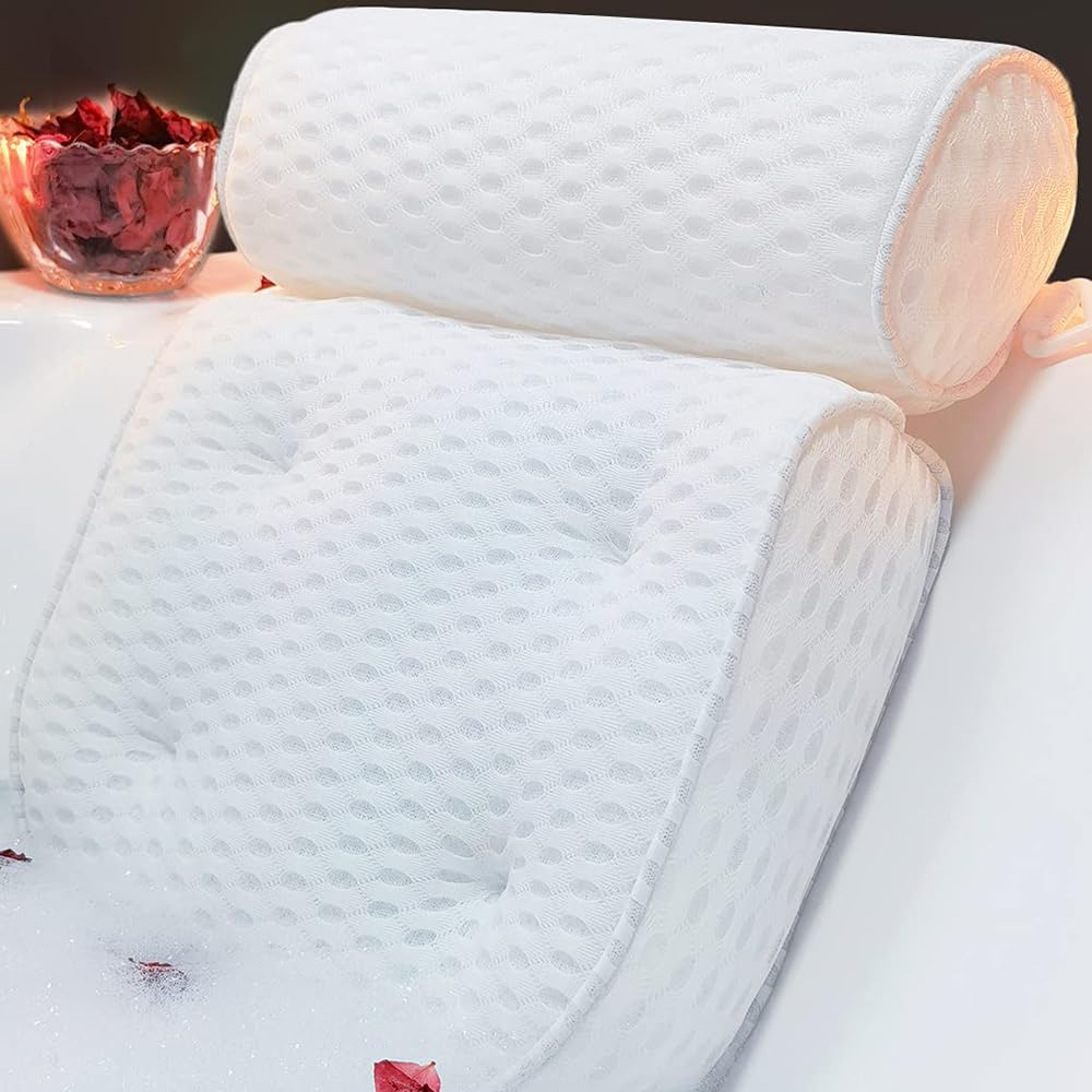 AEROiVi luxury bath pillow with spacer mesh shows breathable, quick-drying comfort.
