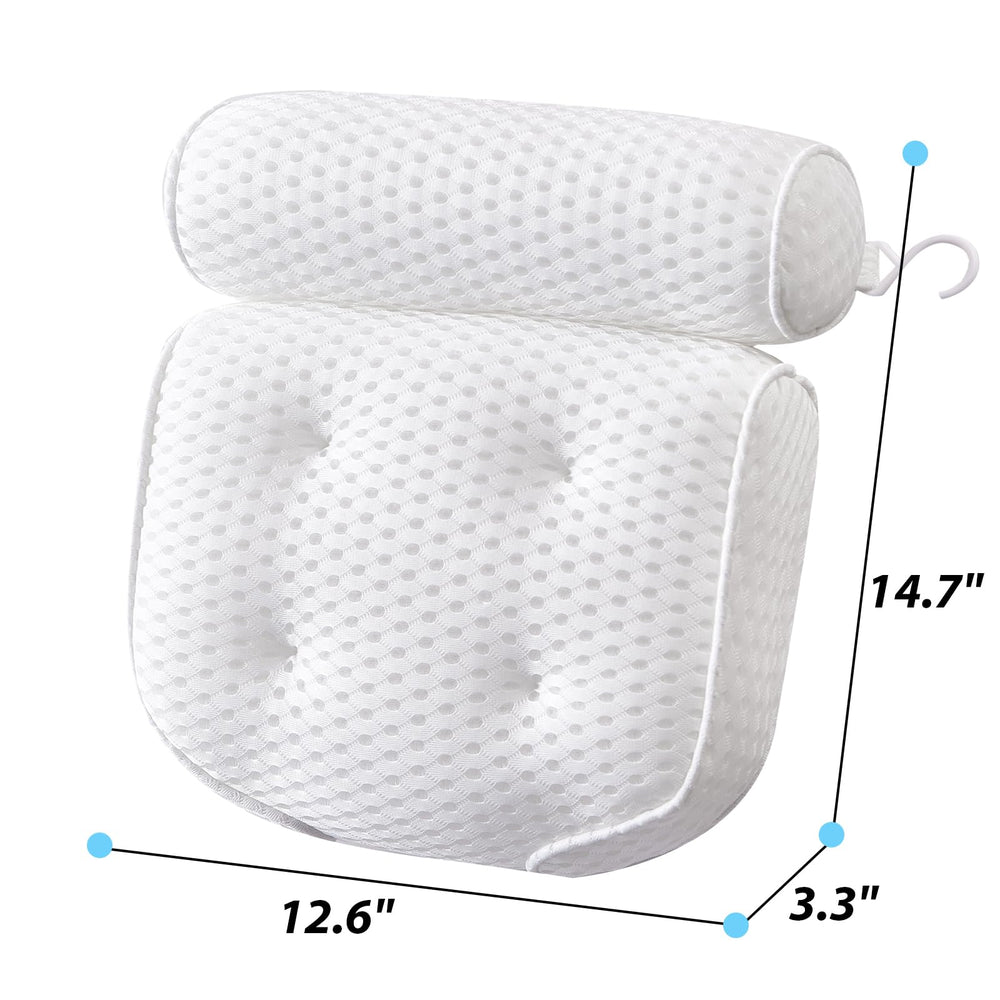 AEROiVi bath pillow with six suction cups securing it to tub surfaces.