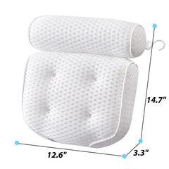 AEROiVi bath pillow with six suction cups securing it to tub surfaces.