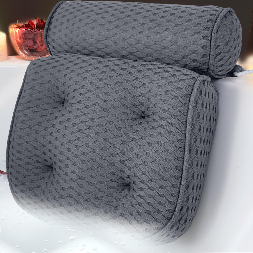 AEROiVi Luxury Bath Pillow tub headrest provides neck support for a comfortable soak.
