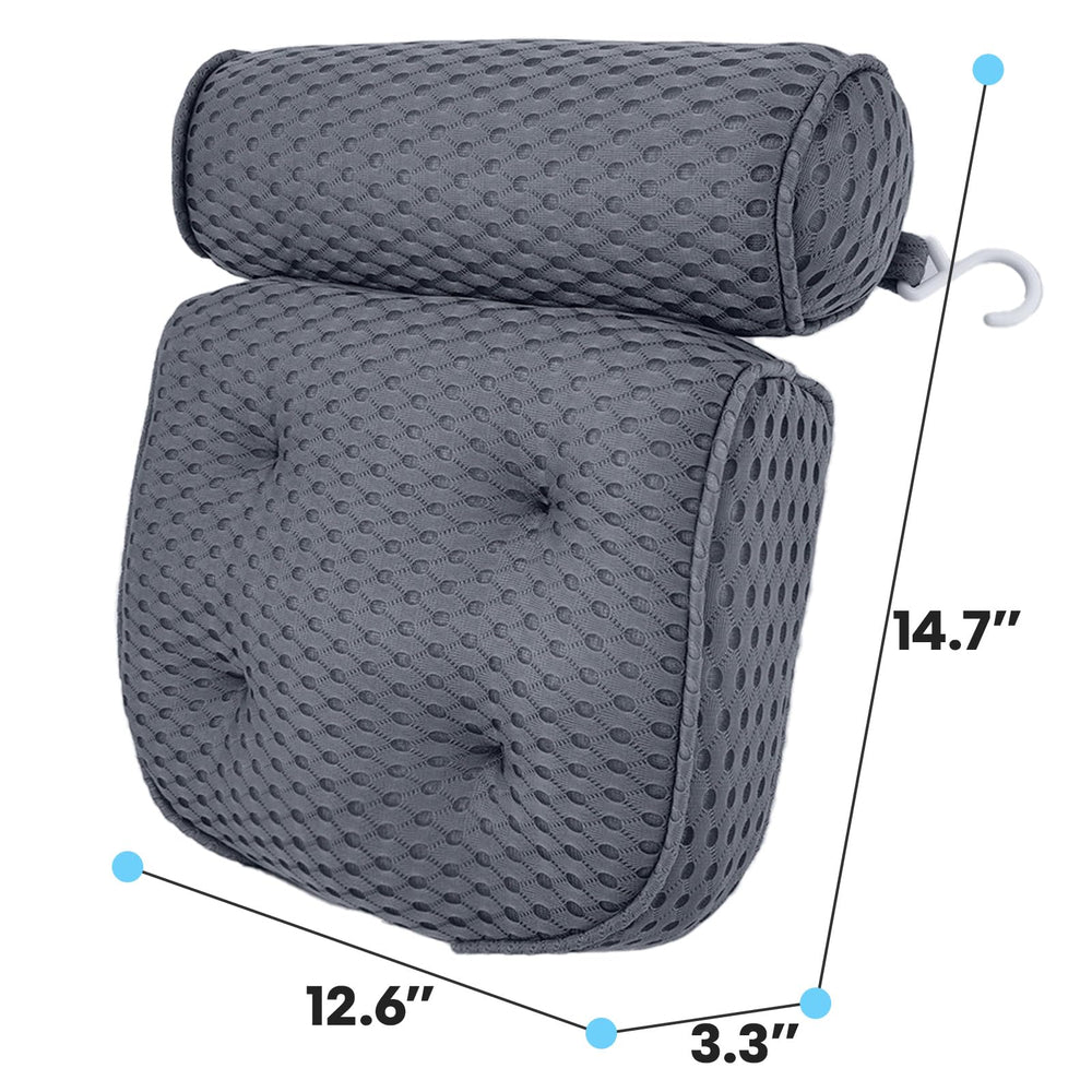 AEROiVi Luxury Bath Pillow tub neck support demonstrates universal fit on many tub styles.