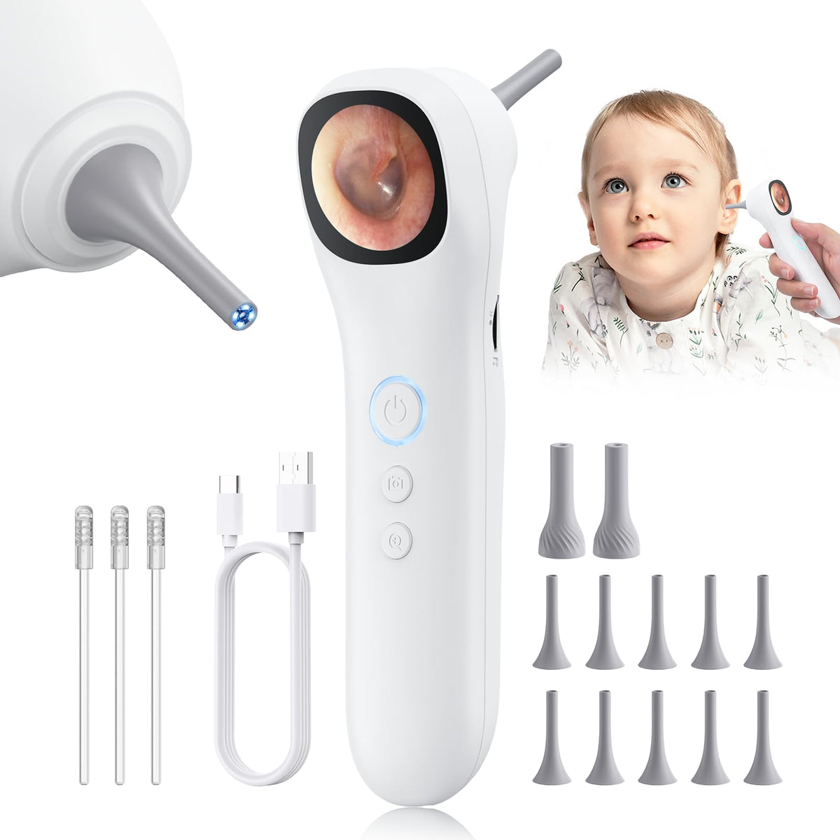 Aertnelz Otoscope camera on 1.21 inch screen shows clear ear visuals for home checks